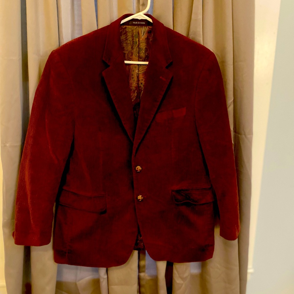 Ralph Lauren Men’s corduroy blazer maroon burgundy size 40s EUC